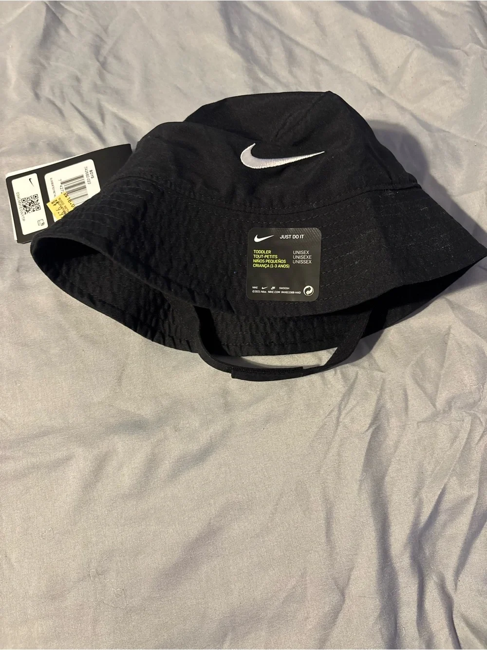 Nike Toddler Black Bucket Hat with White Swoosh